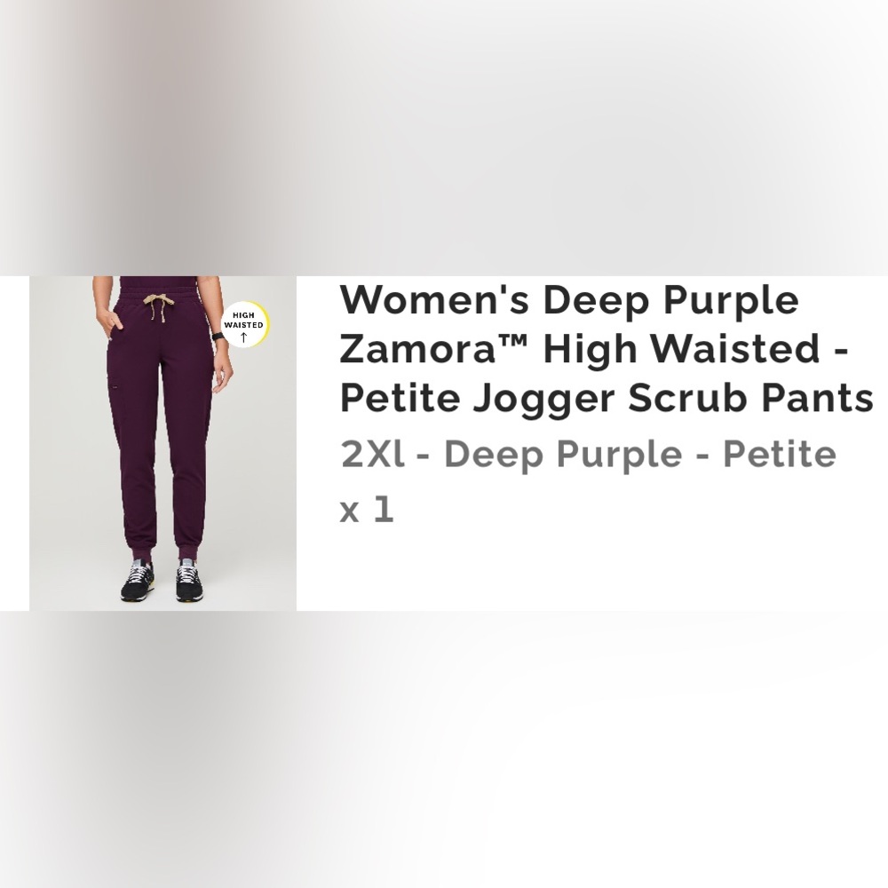 Women's Deep Purple High Waisted Jogger Scrub Pants petite